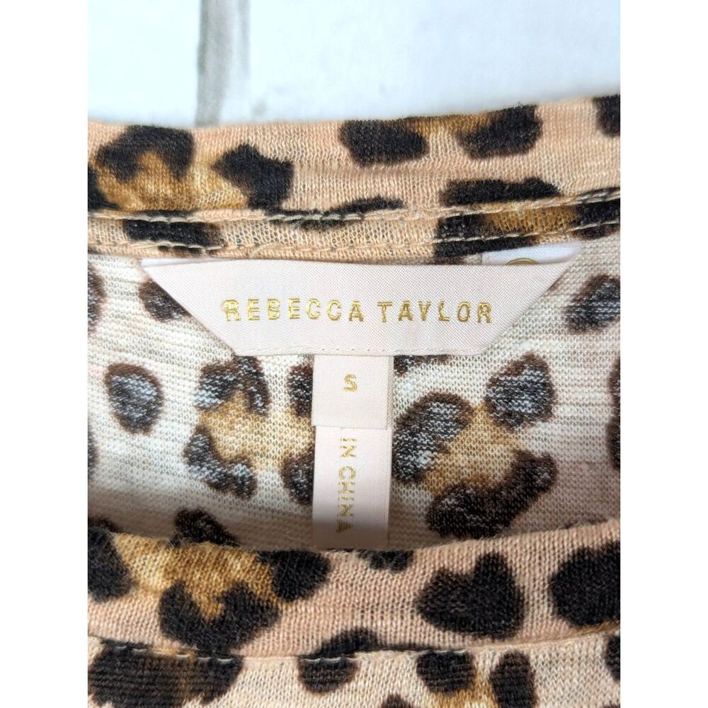 REBECCA TAYLOR 100% Linen Leopard Print T-Shirt Dress Sporty Flirty Small - Picture 5 of 8
